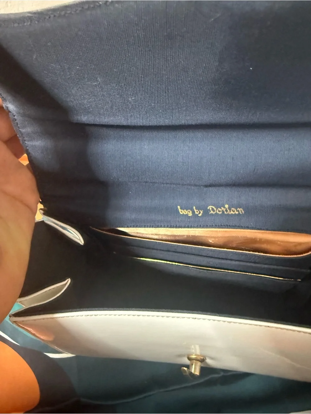 Classic White Patent Top-Handle Satchel with Gold Lock